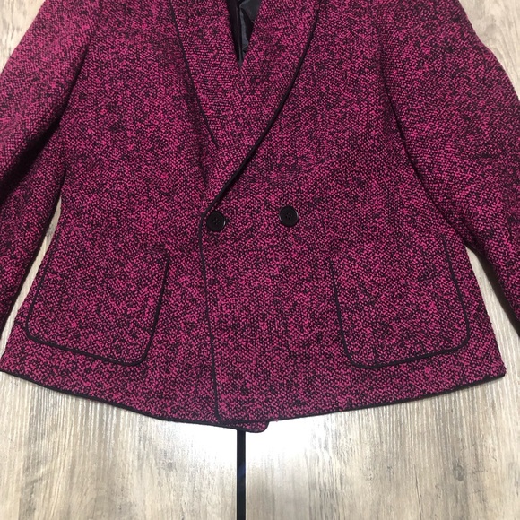 Talbots Tweed Buttoned Wool Cotton Blend Fuscia Blazer sz 6 - Picture 4 of 9